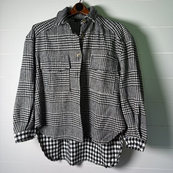 MIOU MUSE Plaid Button Down Shirt Black & White Size Small - Picture 11 of 11